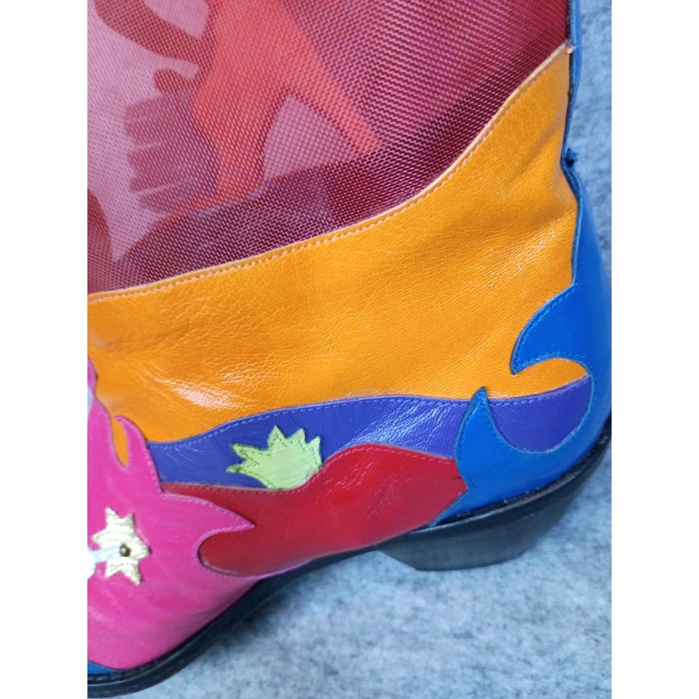 Zalo Womens 8.5 M Sunset Mesh Western Cowboy Boots Colorful Leather Vibrant VTG - Picture 15 of 16